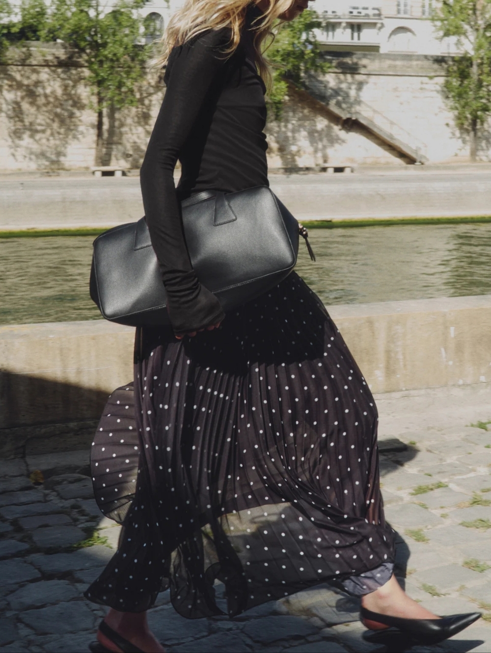 H&M Pleated Polka Dot Sheer Chiffon Maxi Skirt - Picture 13 of 13